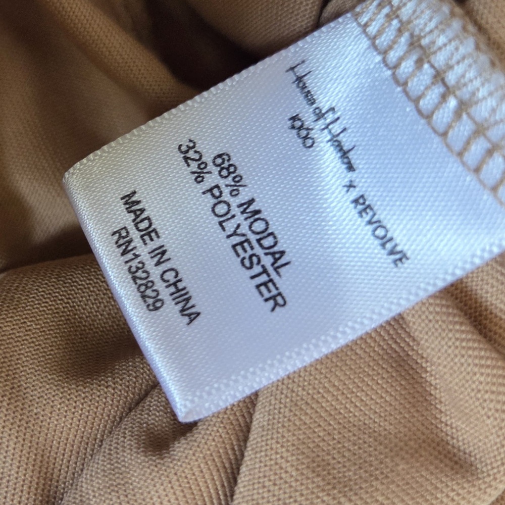 House of Harlow Elegant Tan Halter Dress MIDI Asymmetrical Side Slit Dress! - Picture 6 of 8